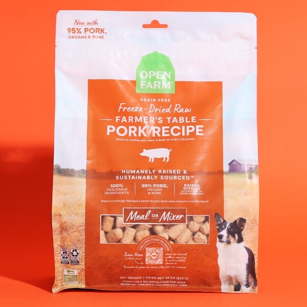 아르깡시엘,오픈팜 동결건조 강아지 사료 밀믹서 돼지고기 624g