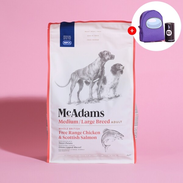 아르깡시엘,맥아담스 방목 치킨 연어 중형견 사료 2kg